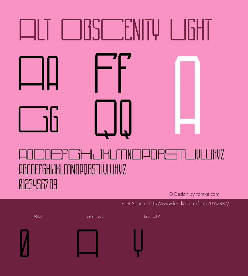 Alt ObsCenitY Light Version 1.001;Fontself Maker 3.5.1 Font Sample