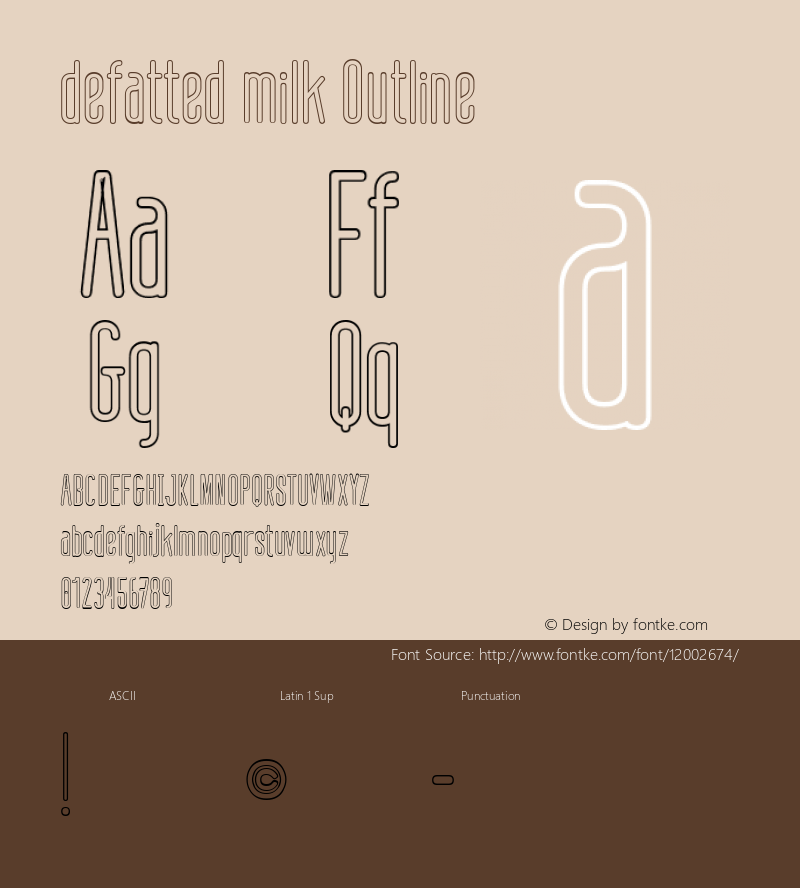 defatted milk Outline Version 1.000 Font Sample