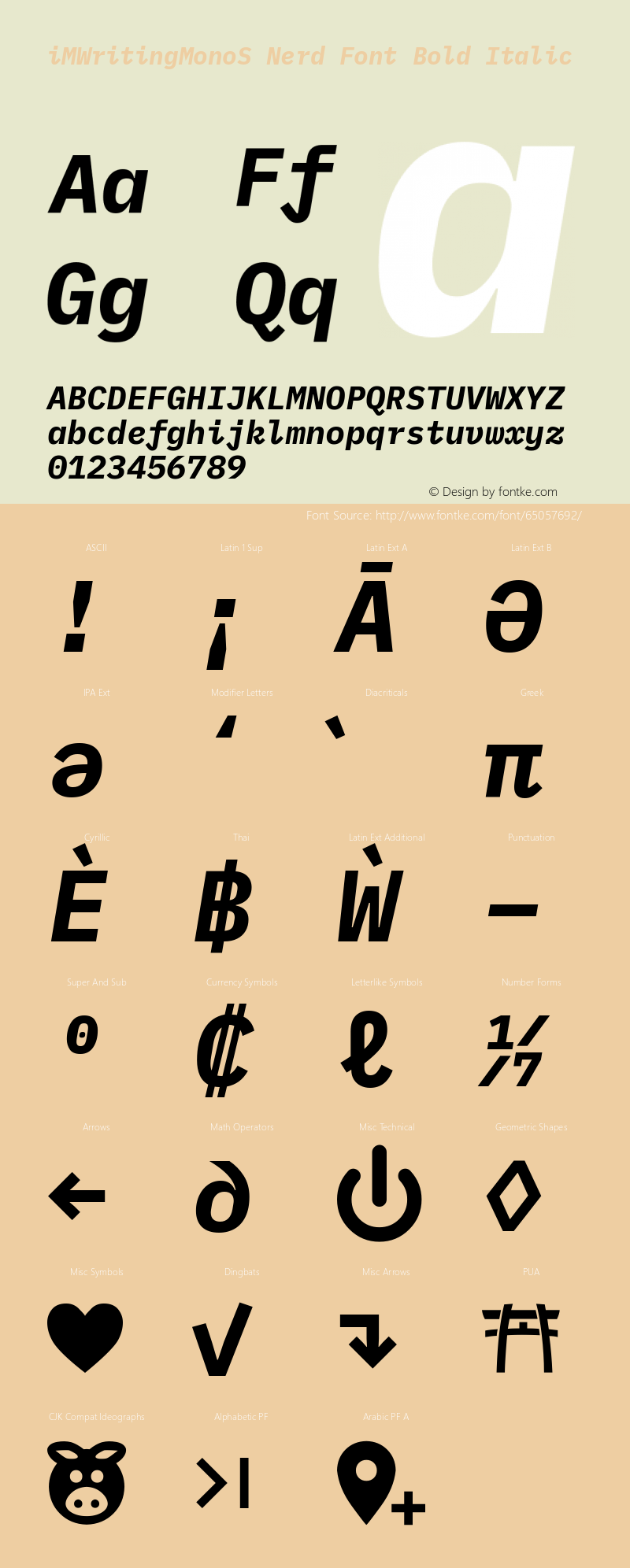 iM Writing Mono S Bold Italic Nerd Font Complete Version 2.000 Font Sample