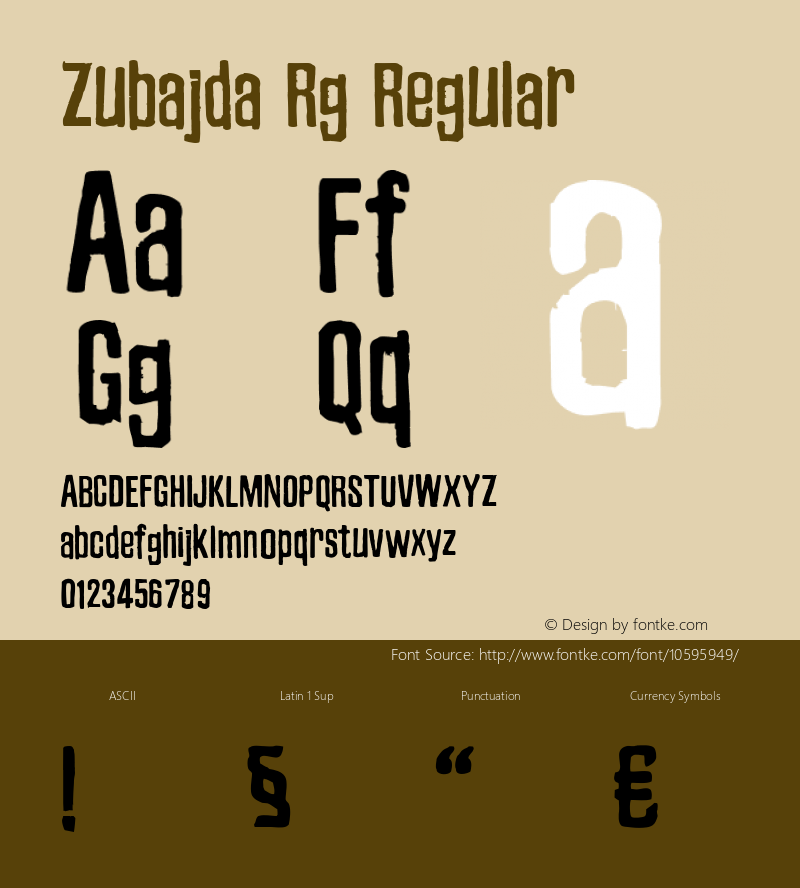 Zubajda Rg Regular Version 4.002 2012 Font Sample