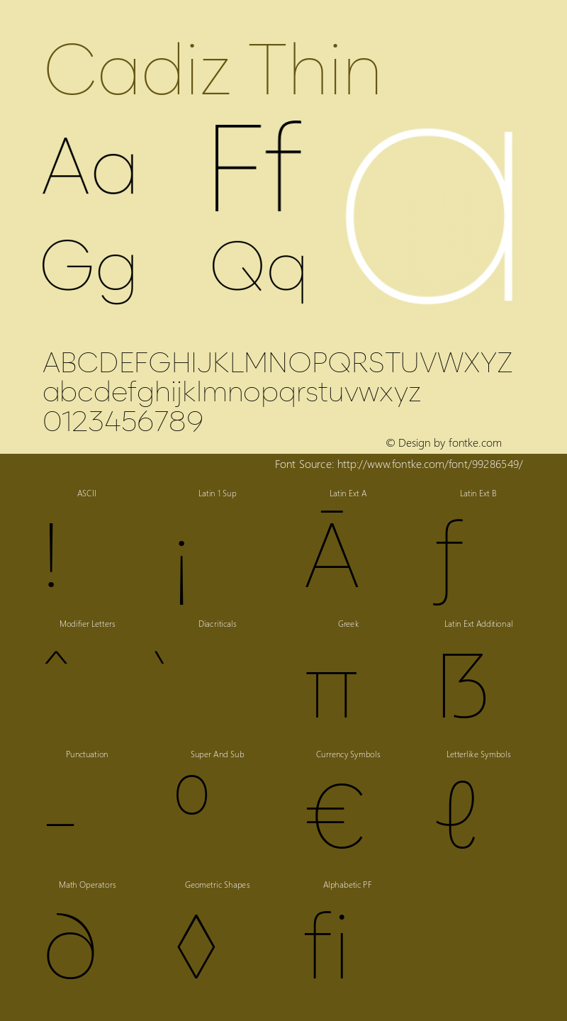 Cadiz Thin 1.000 Font Sample