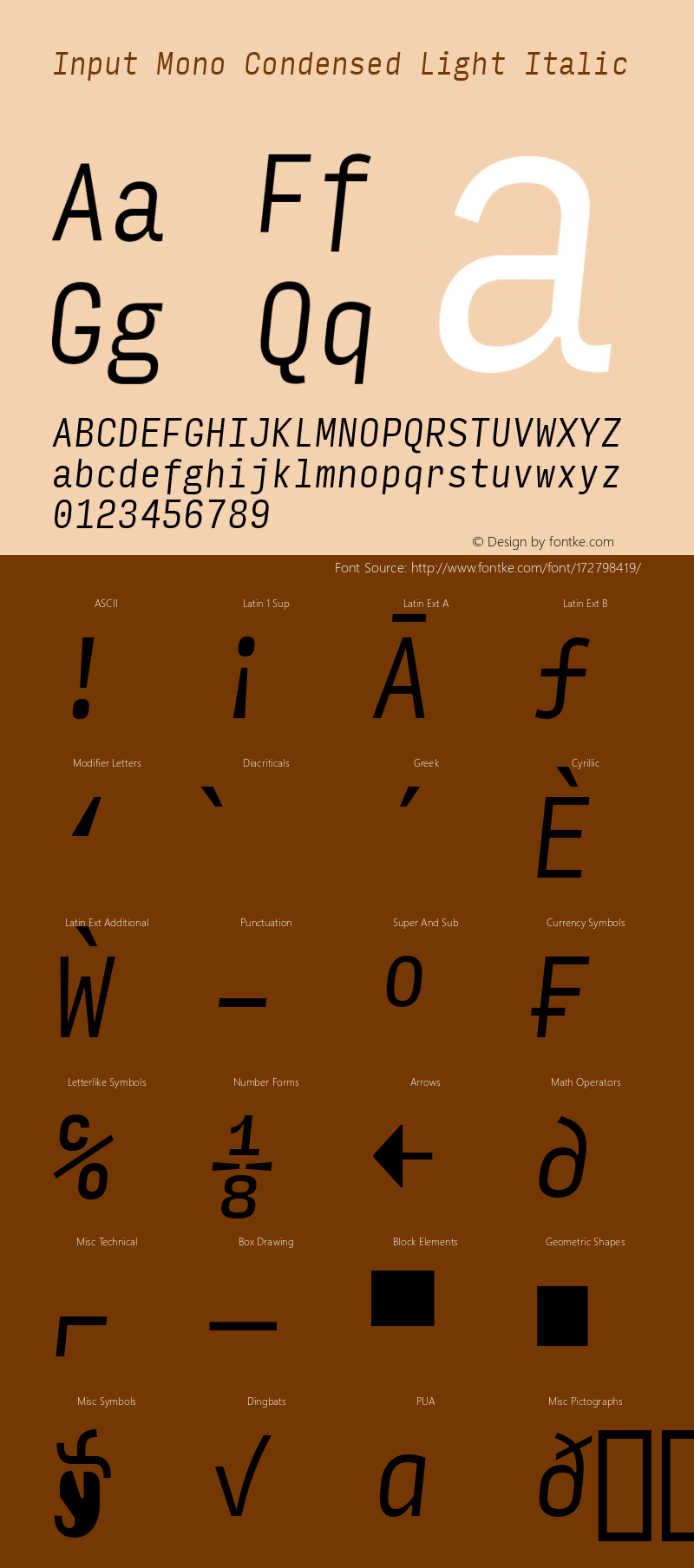 InputMonoCondensed LightIta Version 0.000;PS 0.0;hotconv 1.0.72;makeotf.lib2.5.5900图片样张