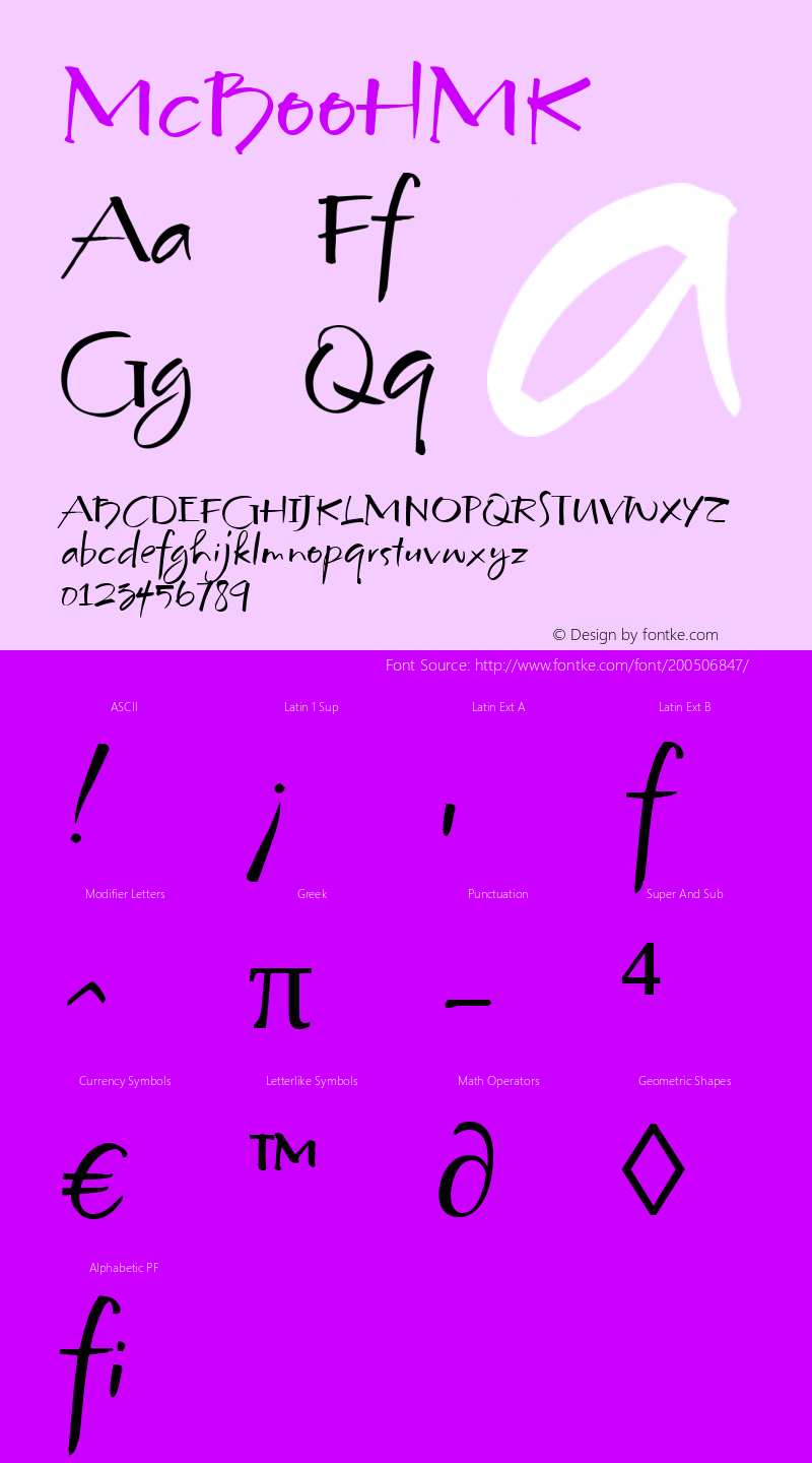 ☞McBoo HMK Version 1.000;com.myfonts.easy.hallmark.mcboo.regular.wfkit2.version.3PsU图片样张