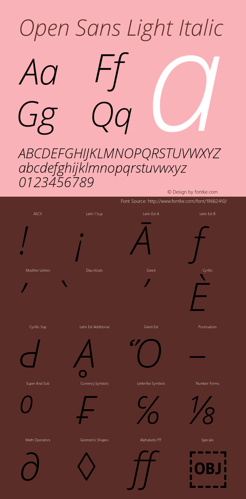 Open Sans Light Italic Version 1.10 Font Sample