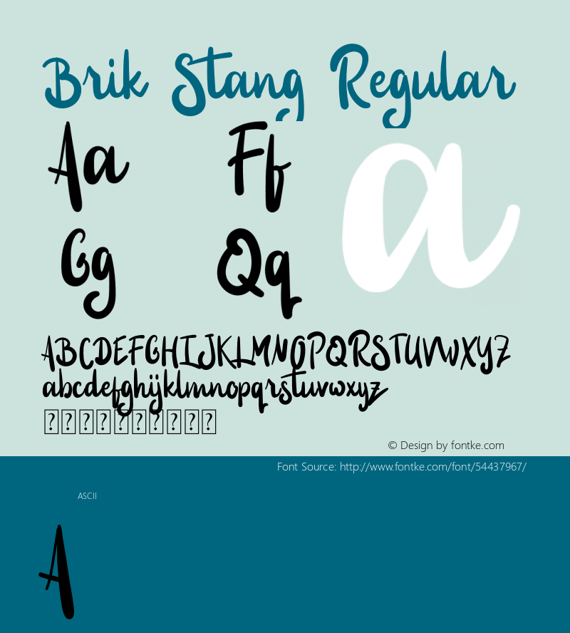 Brik Stang Version 1.00;January 12, 2020;FontCreator 11.5.0.2427 64-bit Font Sample