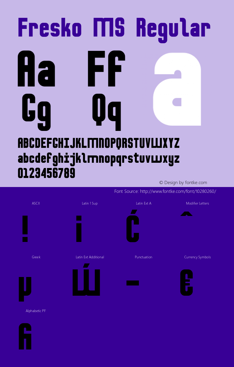 Fresko MS Regular Version 1.000 Font Sample