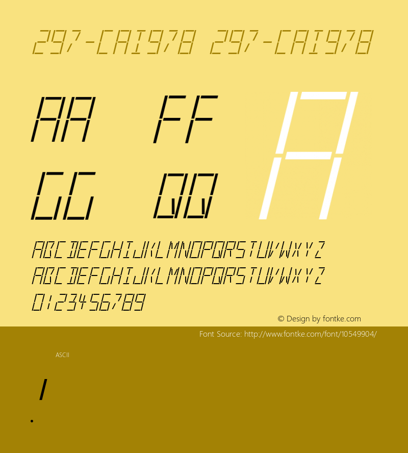 297-CAI978 297-CAI978 Version 3.0 Font Sample