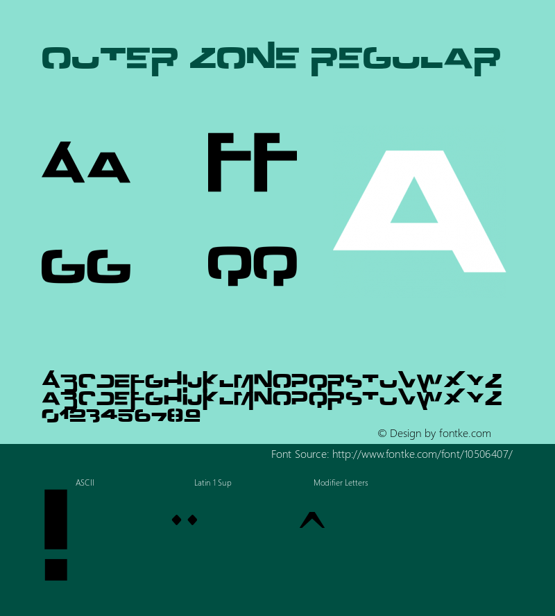 Outer zone Regular Version 1.00 January 2, 2011, initial release Font Sample