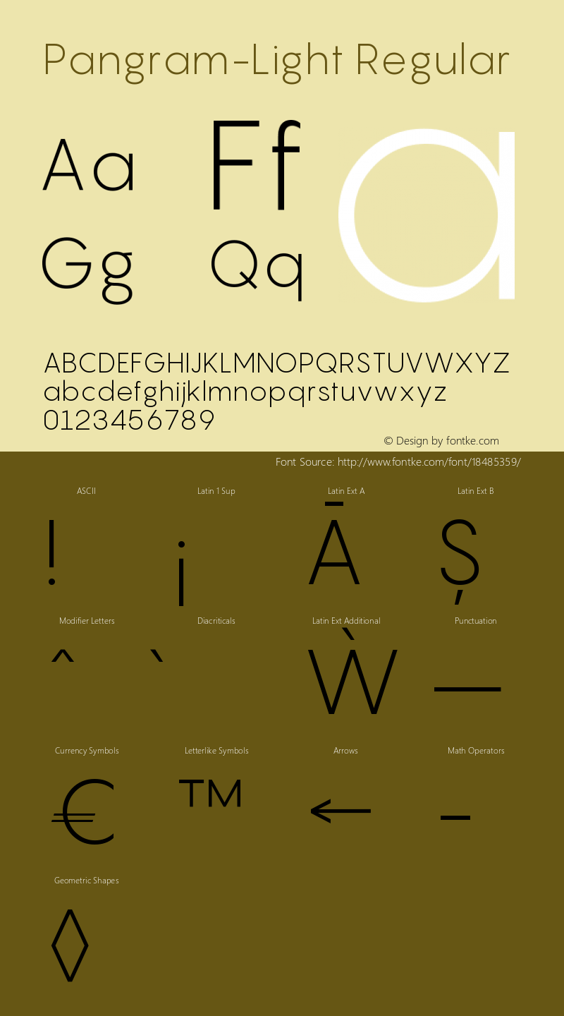 Pangram-Light Regular Version 1.000;PS 001.000;hotconv 1.0.70;makeotf.lib2.5.58329 Font Sample