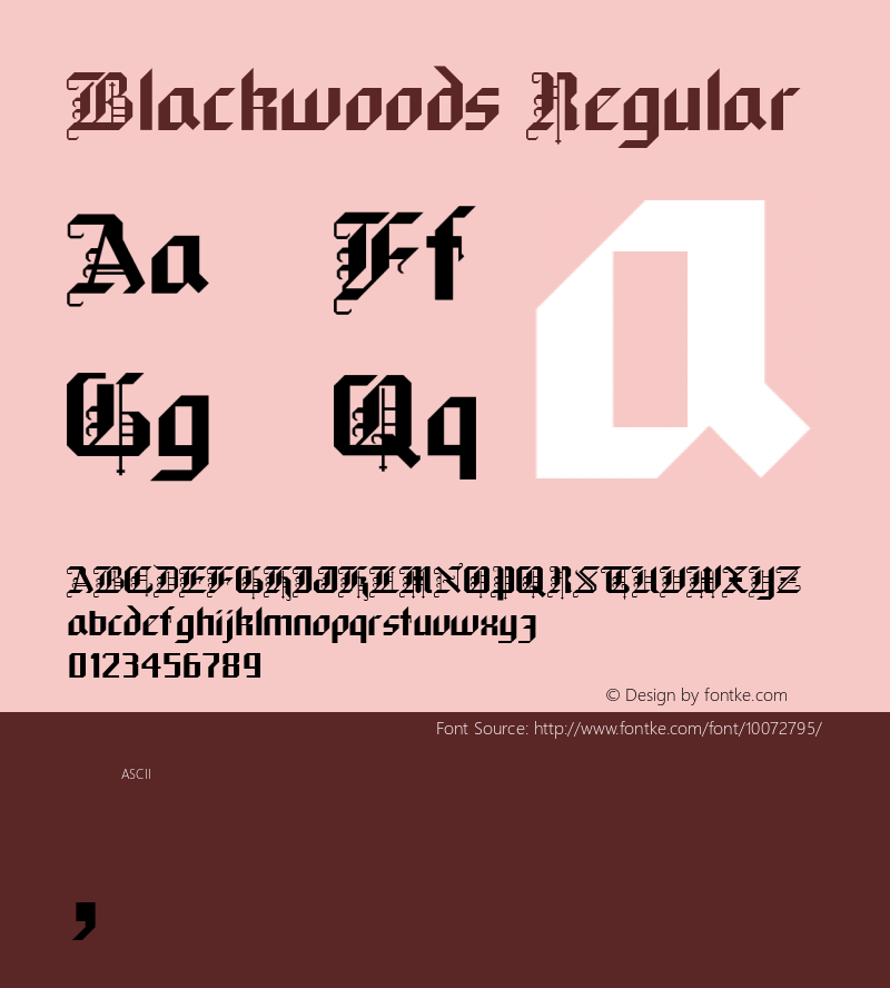 Blackwoods Regular Unknown Font Sample