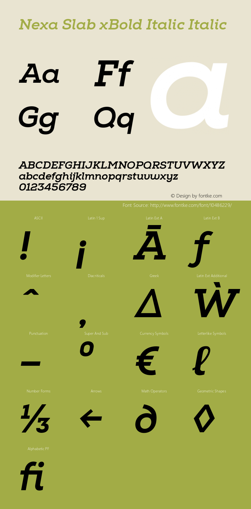 Nexa Slab xBold Italic Italic Version 0.000; ttfautohint (v0.95) -l 8 -r 50 -G 200 -x 14 -w 