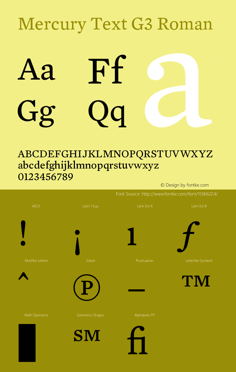 Mercury Text G3 Roman Version 001.000 Font Sample