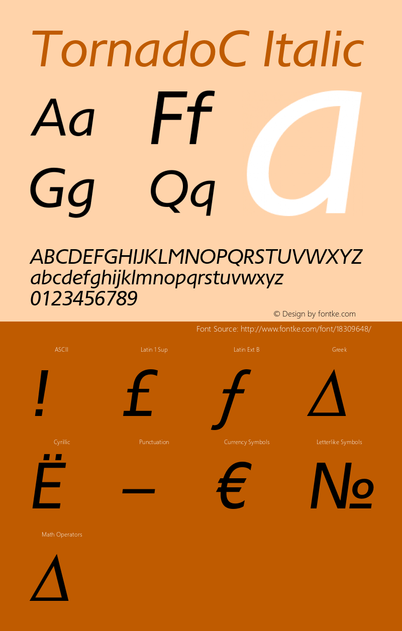 TornadoC Italic OTF 1.0;PS 001.000;Core 116;AOCW 1.0 161 Font Sample