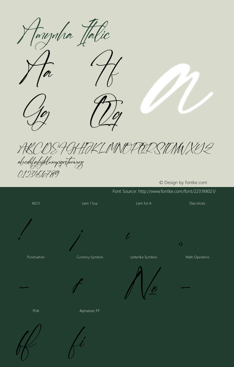 Amynha Italic Version 1.00;May 24, 2022;FontCreator 13.0.0.2683 64-bit图片样张