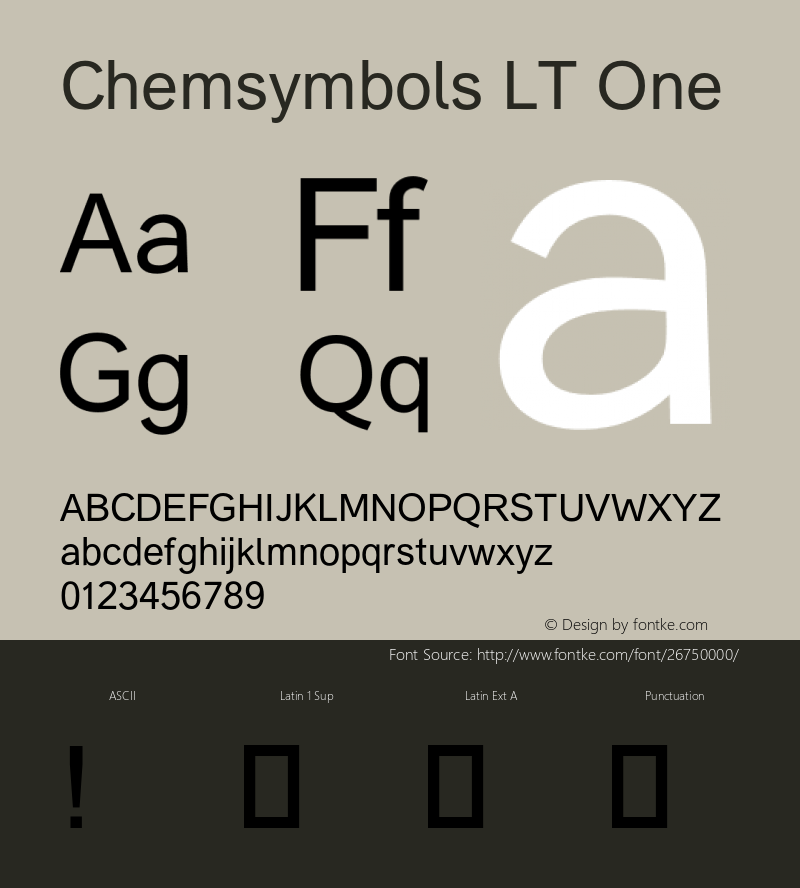 Chemsymbols LT One Version 1.001 Font Sample