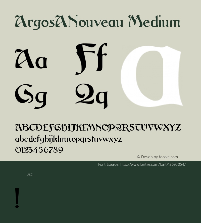 ArgosANouveau Medium Version 001.001 Font Sample