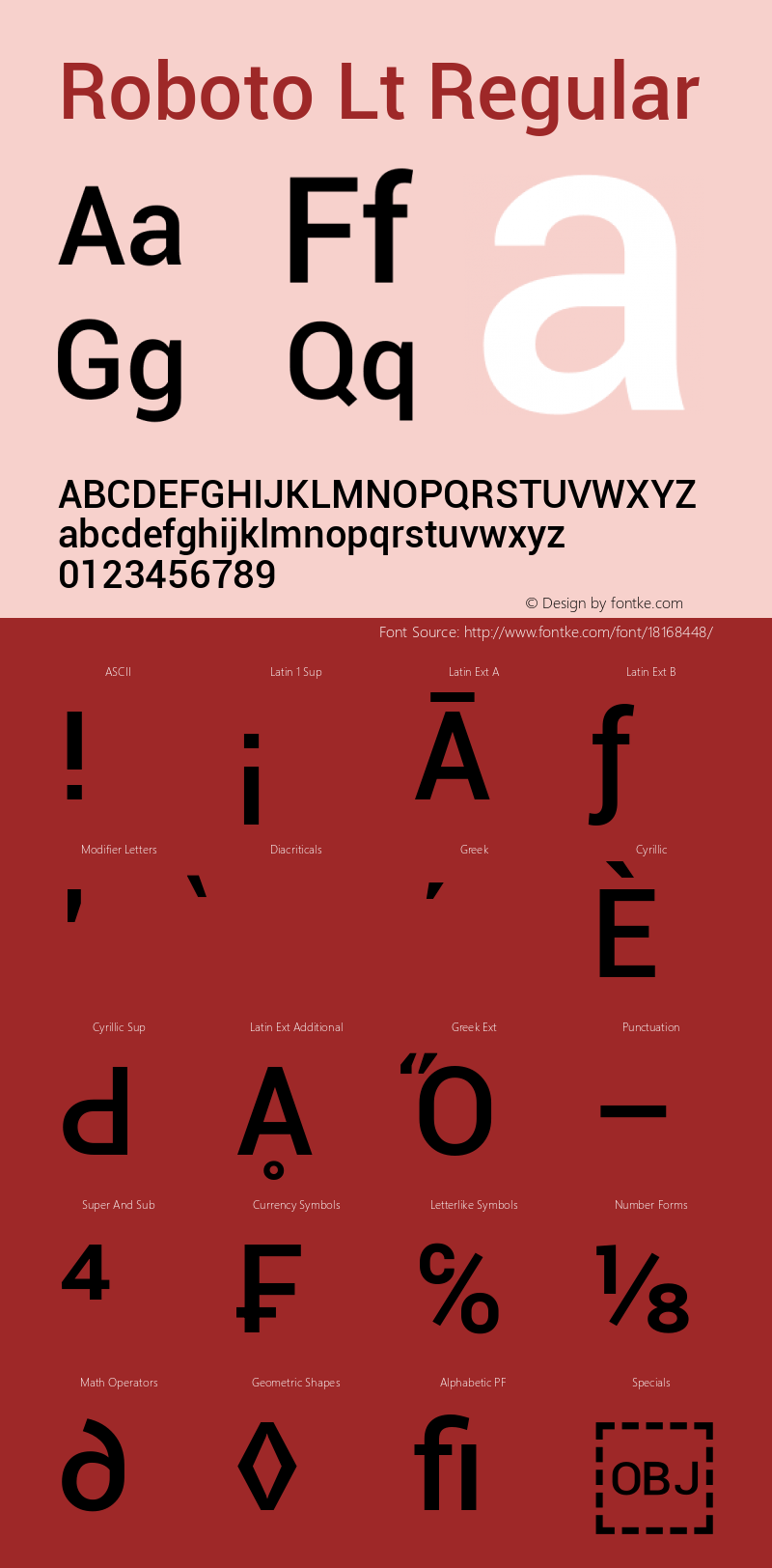 Roboto Lt Regular Version 1.00000; 2011 Font Sample