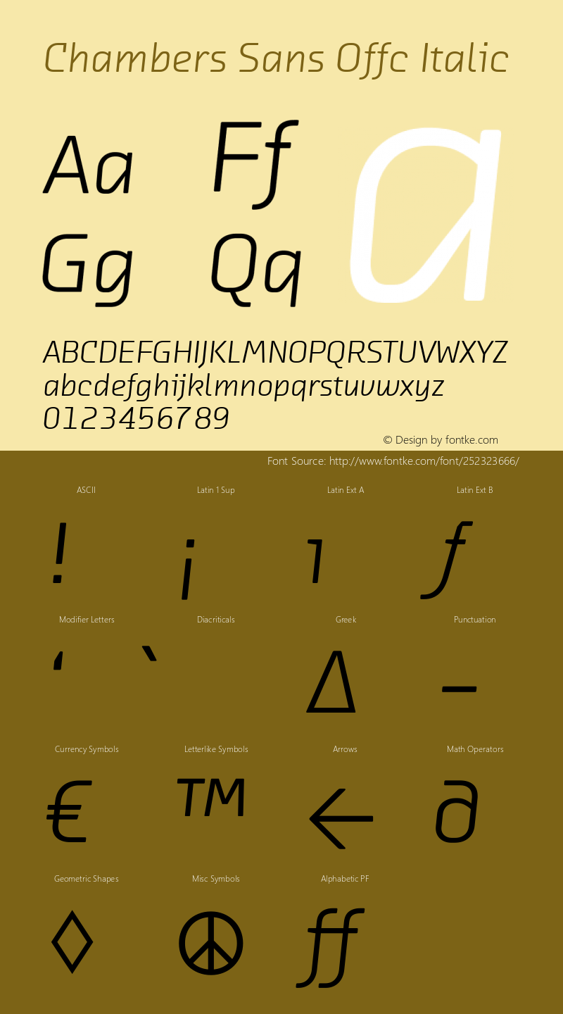 Chambers Sans Offc Italic Version 7.504; 2010; Build 1021图片样张