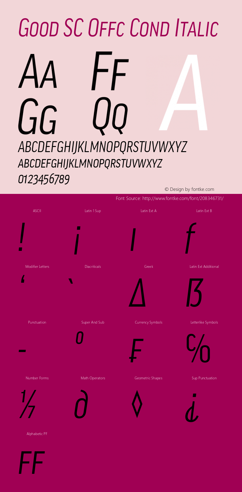 Good SC Offc Cond Italic Version 7.504; 2014; Build 1020图片样张