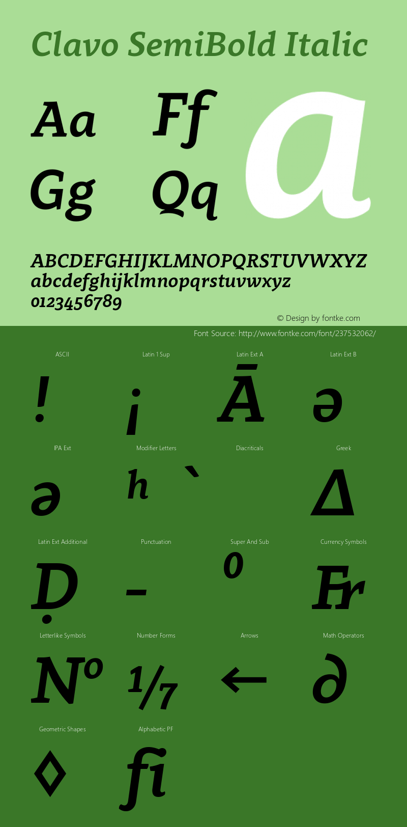 Clavo SemiBold Italic Version 1.007图片样张