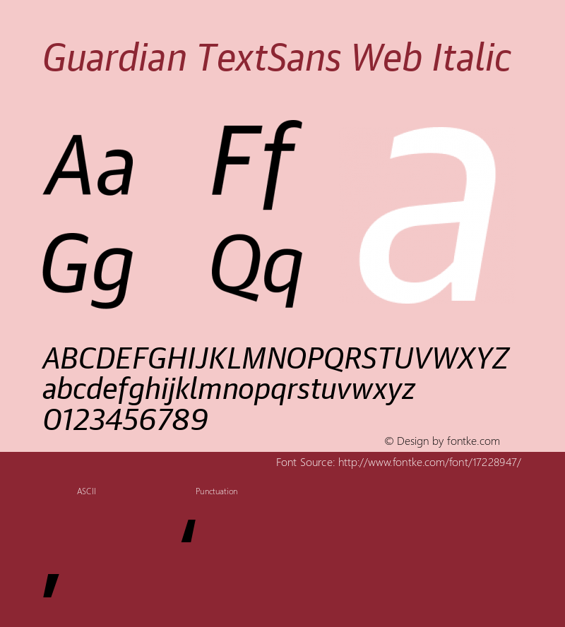Guardian TextSans Web Italic Version 1.1 2008 Font Sample