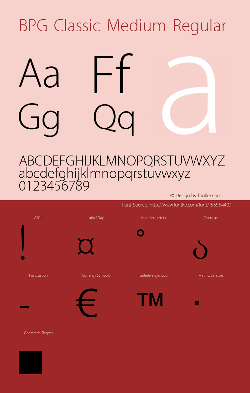 BPG Classic Medium Regular Version 7.005 2005 Font Sample