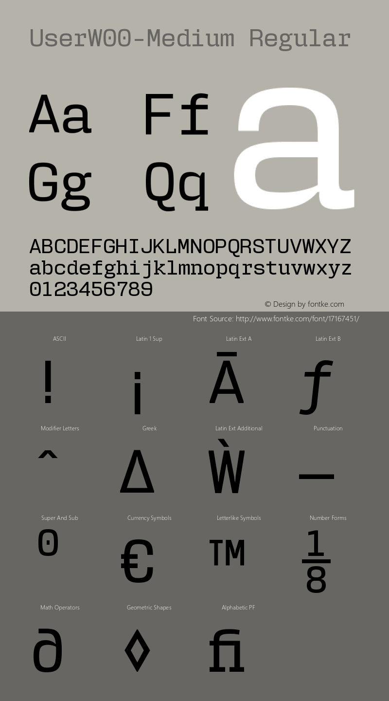 UserW00-Medium Regular Version 1.10 Font Sample