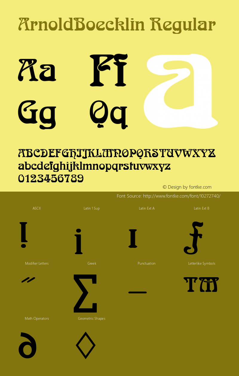 ArnoldBoecklin Regular Altsys Fontographer 3.5  4/14/93 Font Sample