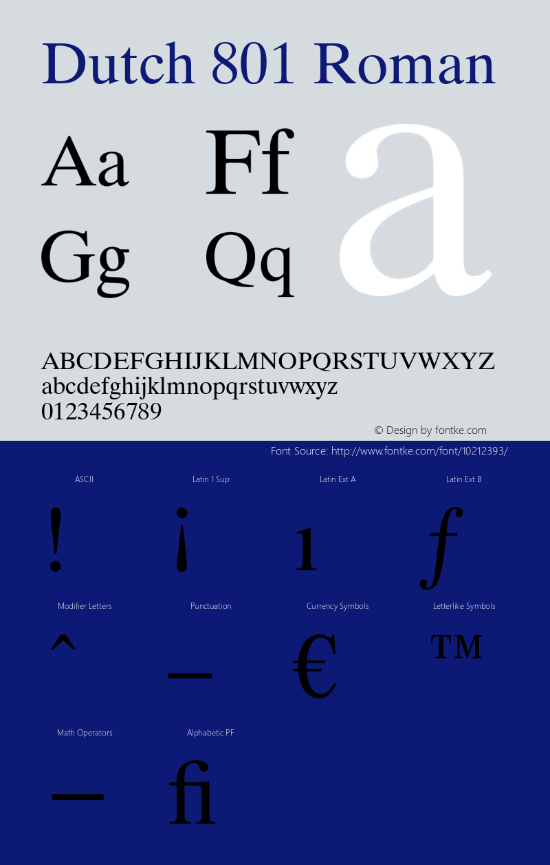 Dutch 801 Roman 003.001 Font Sample