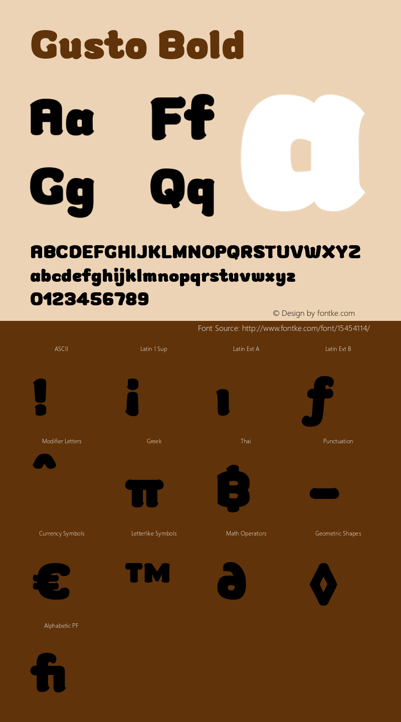 Gusto Bold Version 1.000 Font Sample