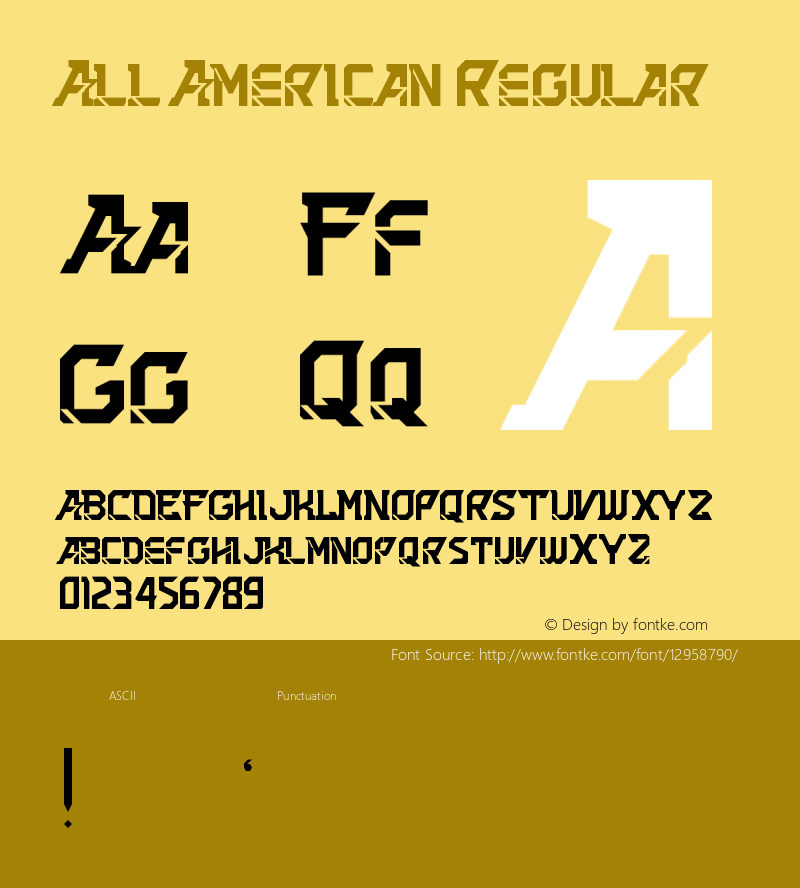 All American Regular Version 1.0 Font Sample