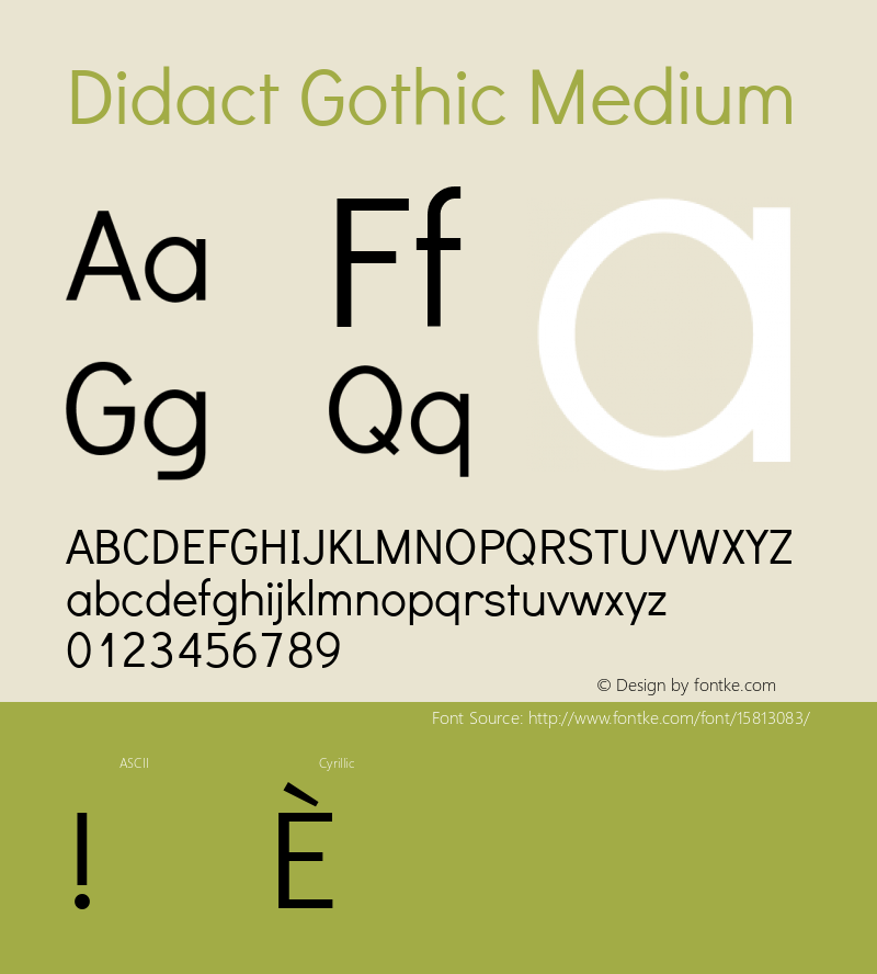 Didact Gothic Medium Version 20110825 ; ttfautohint (v1.4.1) Font Sample