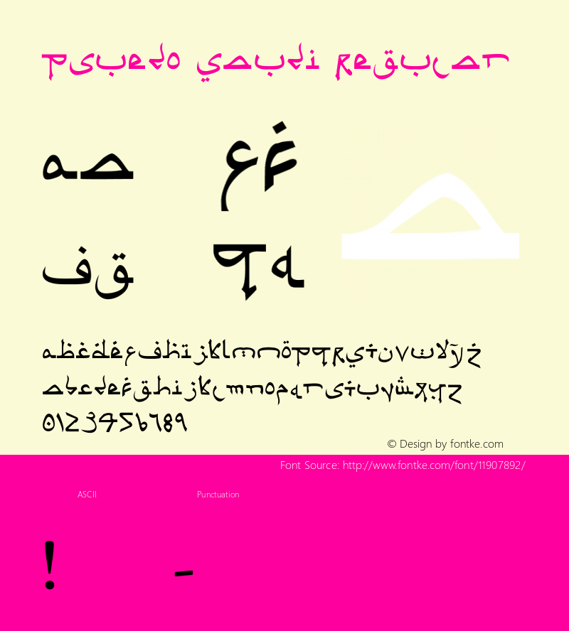 Psuedo Saudi Regular 1 Font Sample