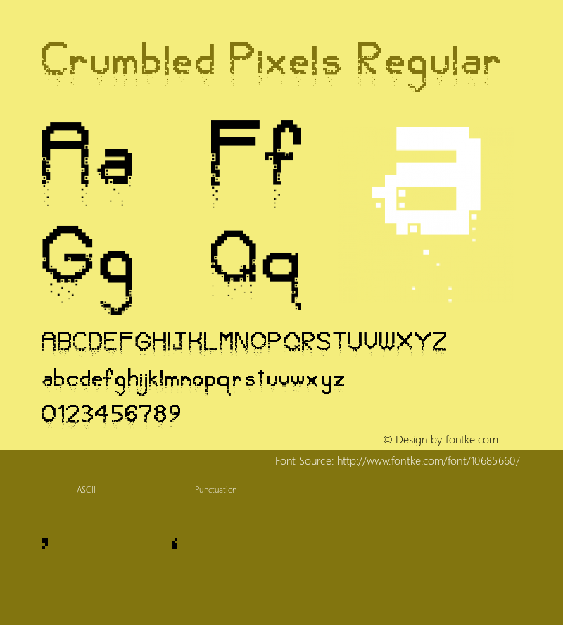 Crumbled Pixels Regular Version 1.0 Font Sample