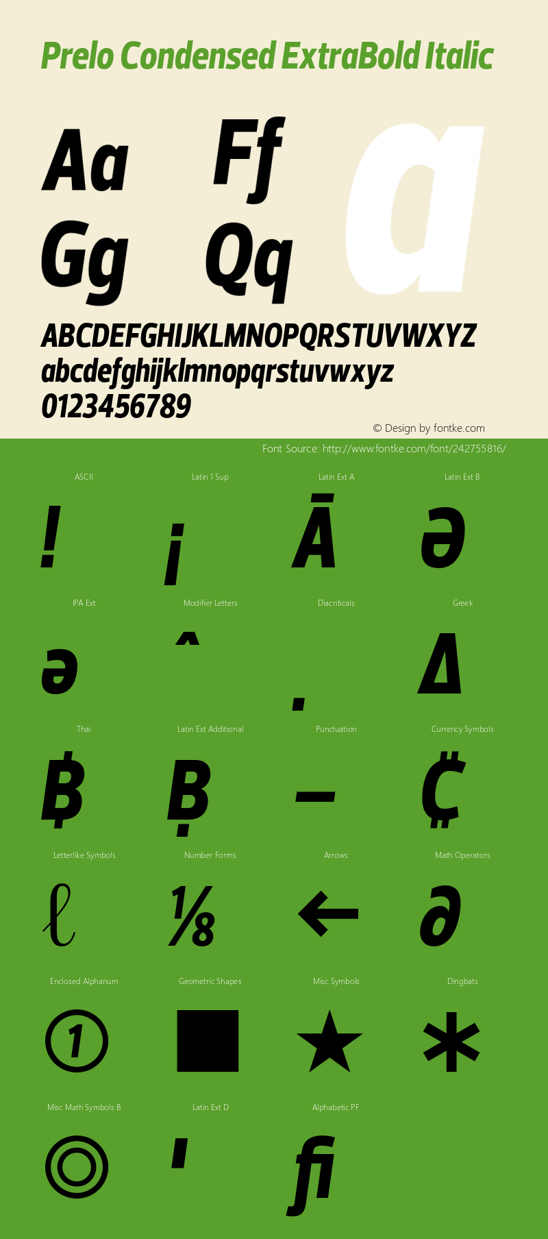 Prelo Condensed ExtraBold Italic Version 1.001;FEAKit 1.0图片样张