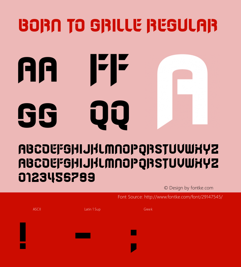 Born to Grille Version 1.00;April 10, 2019;FontCreator 11.5.0.2430 64-bit Font Sample