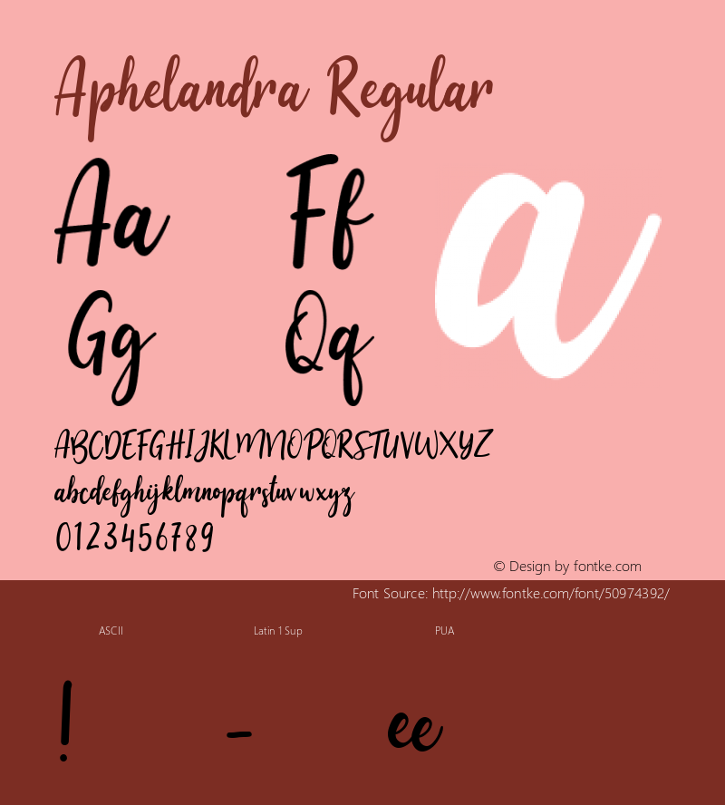 Aphelandra Version 1.00 Font Sample
