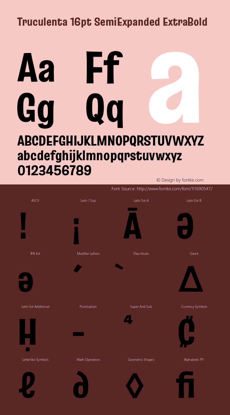 Truculenta 16pt SemiExpanded ExtraBold Version 1.002 Font Sample