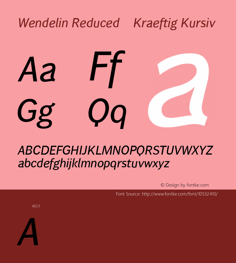 Wendelin Reduced 66 Kraeftig Kursiv Version 5.011 Font Sample