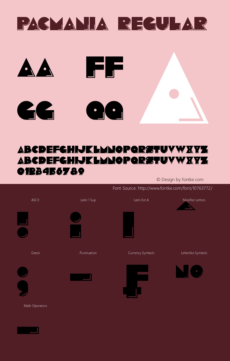 Pacmania Regular Version 1.20 August 17, 2015 Font Sample