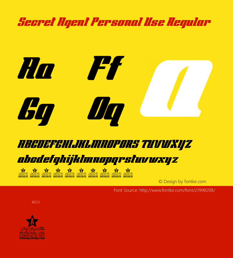 Secret Agent Personal Use Version 1.000 Font Sample