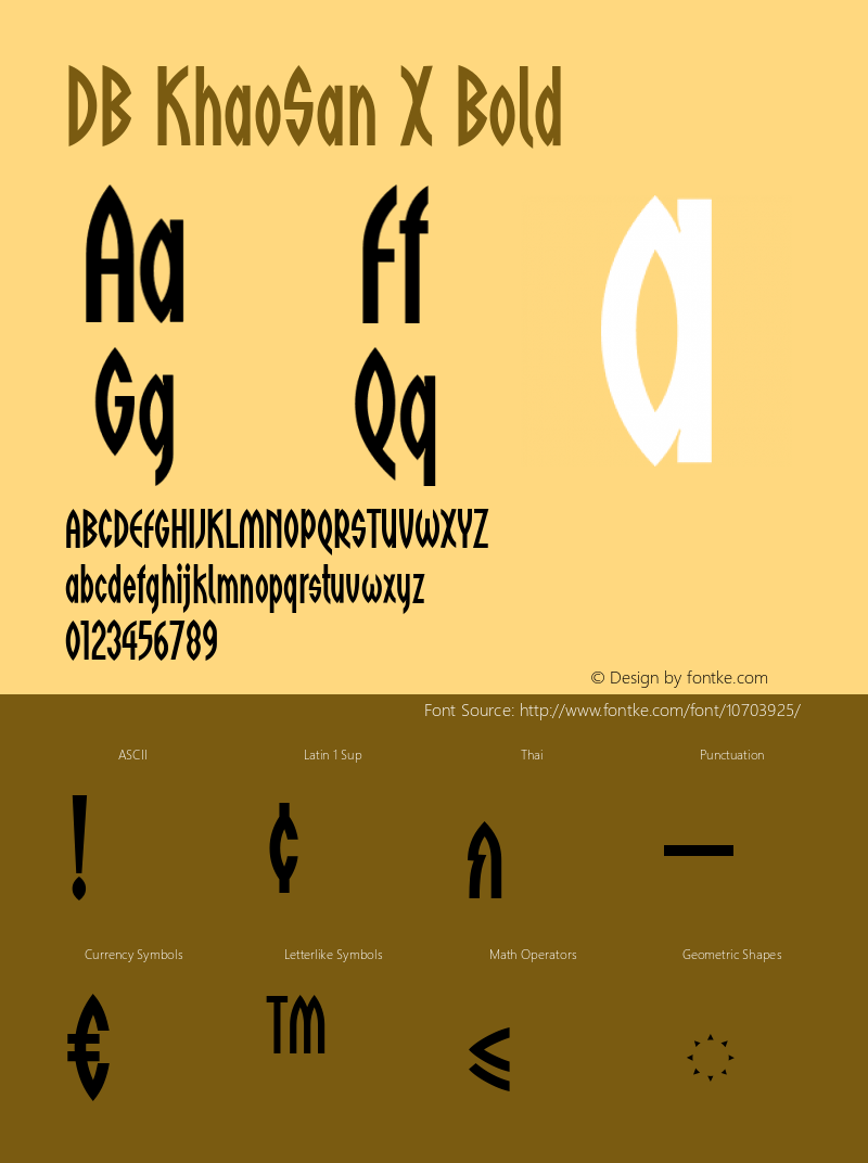 DB KhaoSan X Bold Version 3.100 2007 Font Sample