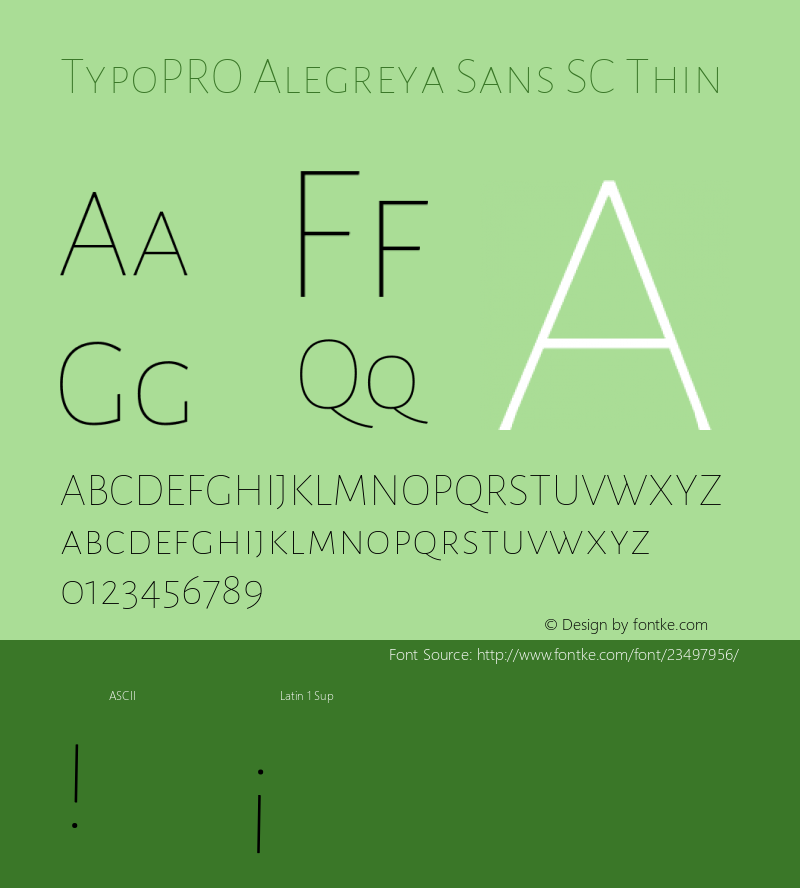 TypoPRO Alegreya Sans SC Thin Version 1.001;PS 001.001;hotconv 1.0.70;makeotf.lib2.5.58329 DEVELOPMENT; ttfautohint (v0.97) -l 8 -r 50 -G 200 -x 17 -f dflt -w G -W Font Sample