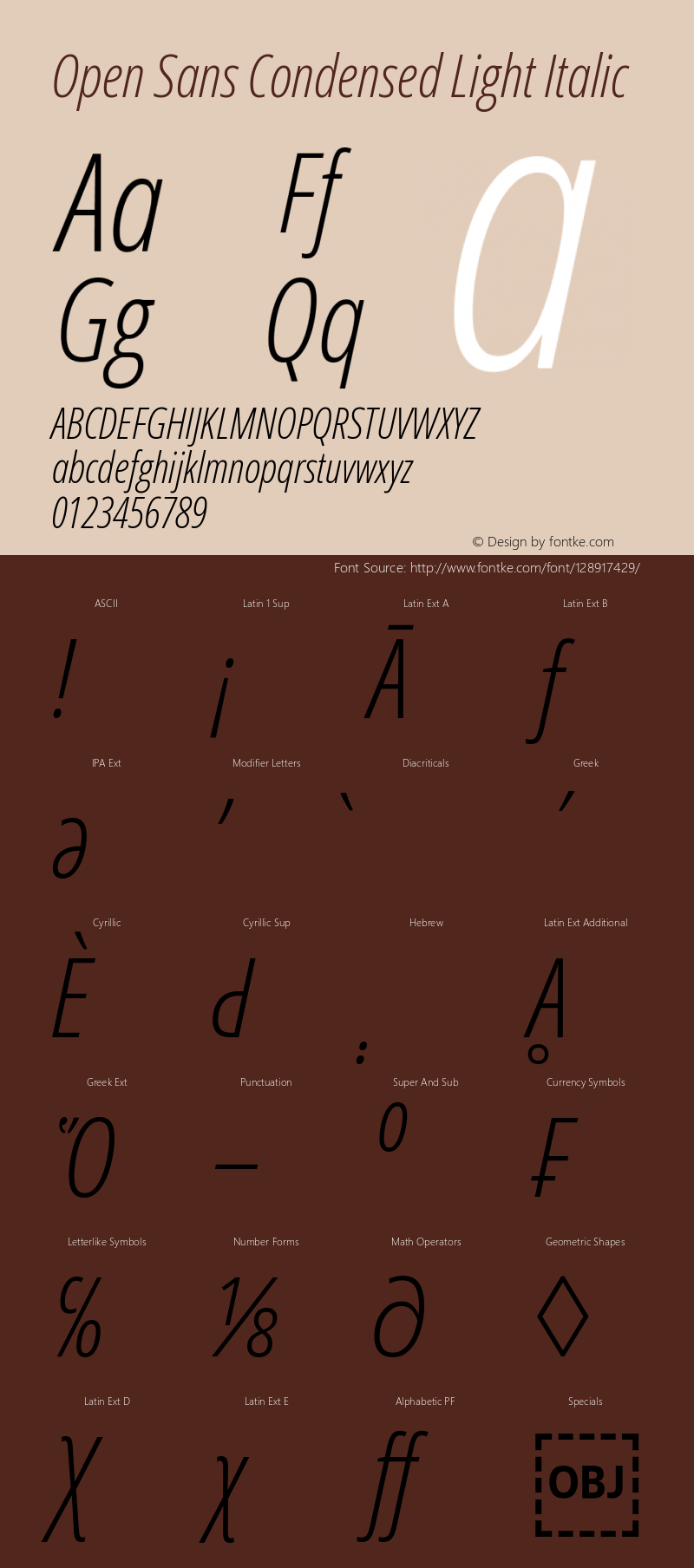 Open Sans Condensed Light Italic Version 3.000; ttfautohint (v1.8.3) Font Sample