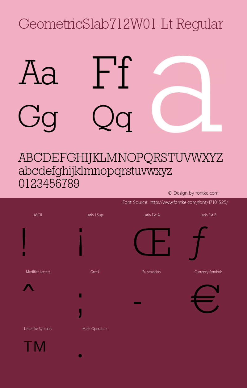 GeometricSlab712W01-Lt Regular Version 1.00 Font Sample