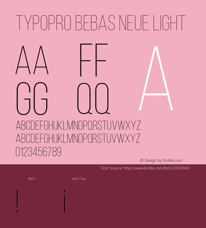 TypoPRO Bebas Neue Light Version 001.003 Font Sample