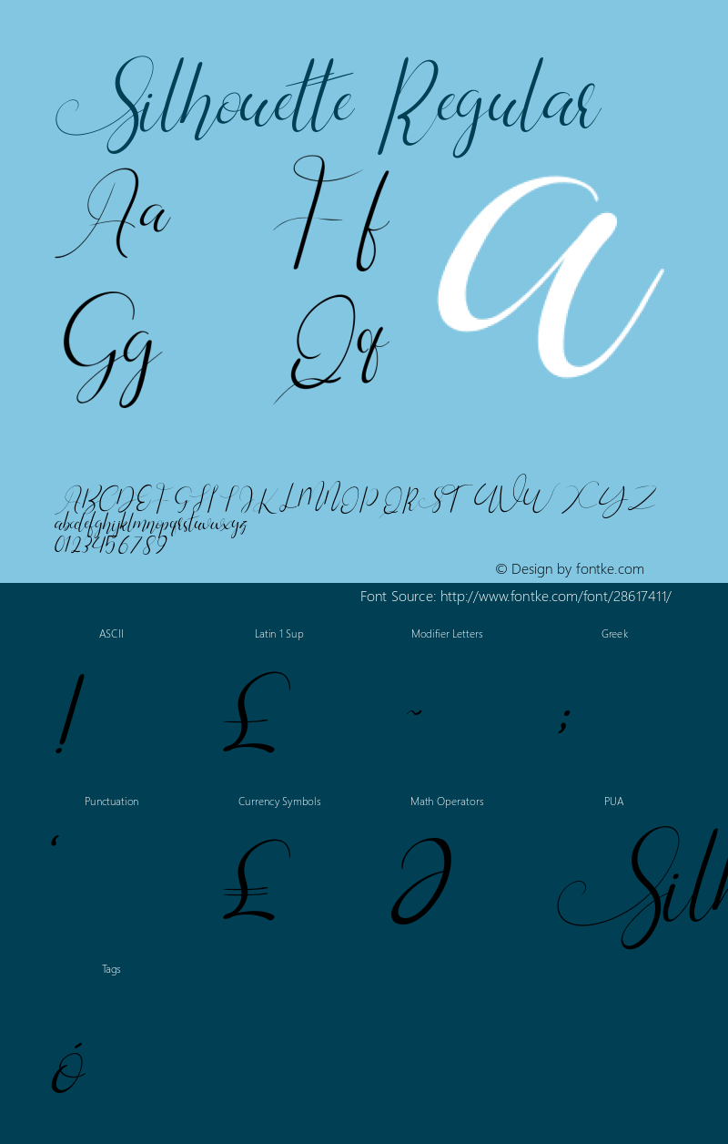 Silhouette Version 1.00;February 20, 2019;FontCreator 11.5.0.2422 32-bit Font Sample