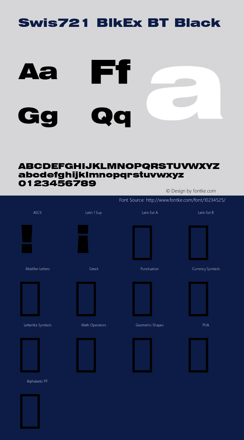 Swis721 BlkEx BT Black Version 1.01 emb4-OT Font Sample