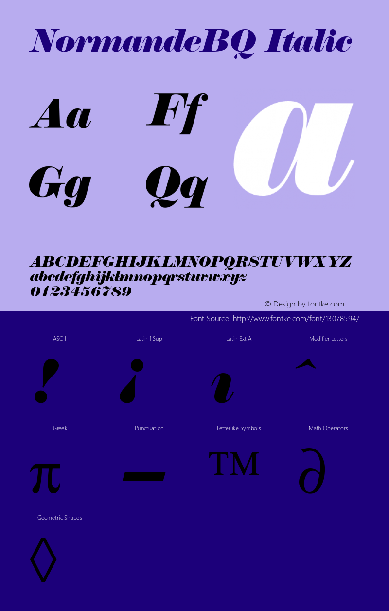 NormandeBQ Italic Version 001.001 Font Sample