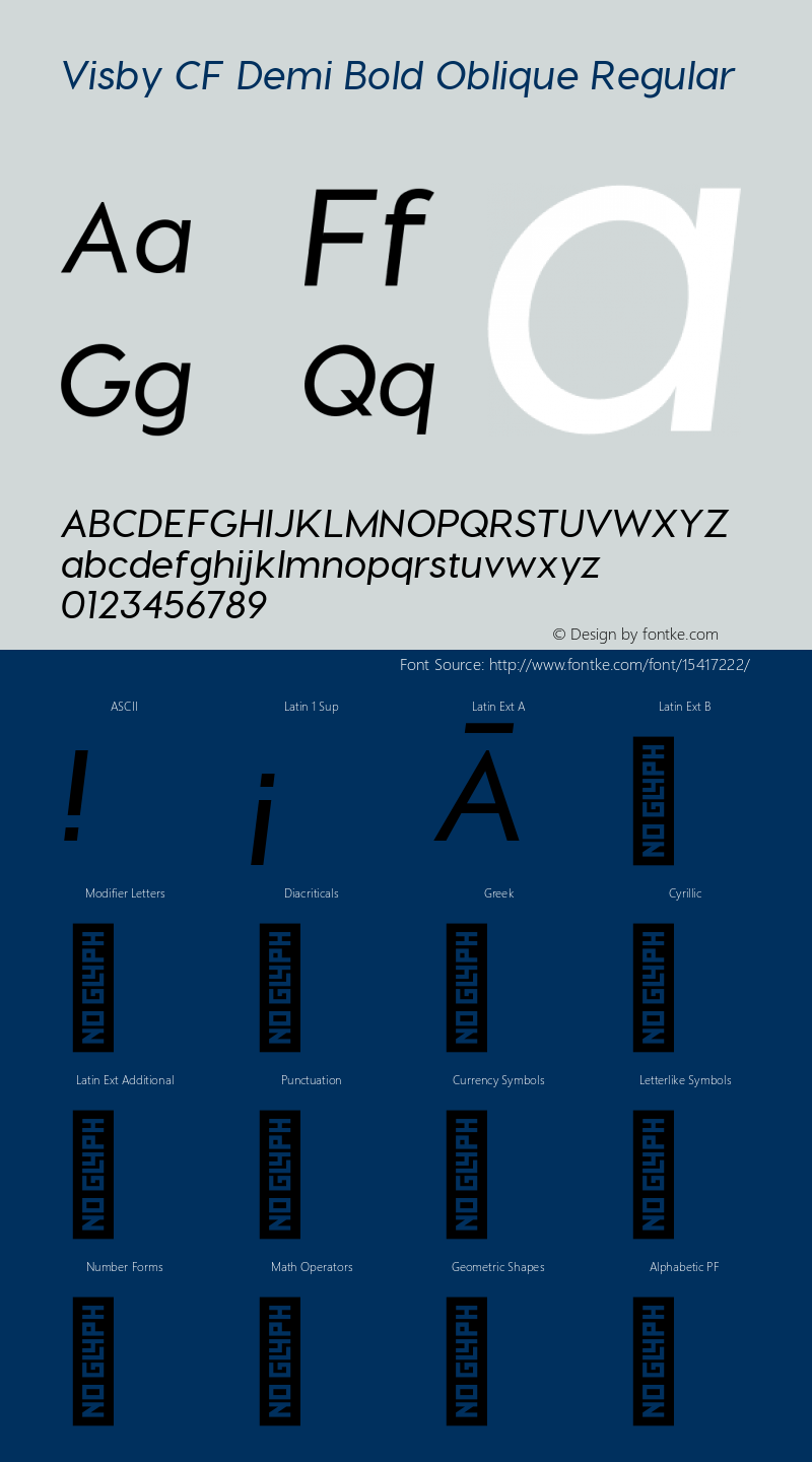 Visby CF Demi Bold Oblique Regular Version 1.097 Font Sample